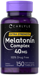 Carlyle Mélatonine 40 mg Complexe – flacon bouteille, soutien potentiel au rythme veille-sommeil.