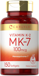 Carlyle Vitamine K2 MK7, bouteille de gelules molles, dosage quotidien pratique.