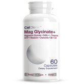 CELCLENE Magnesium Glycinate+ bouteille vue d’ensemble, démontrant une énergie sereine et un usage quotidien possible.