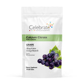 Celebrate Bariatric Calcium Citrate Gommes au goût raisin, flacon pratique pour la prise quotidienne.
