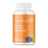 Celebrate Vitamins fer et vitamine C goût raisin, support post-bariatrique.