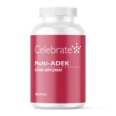 Celebrate Vitamins Multi ADEK sans fer, bouteille pratique pour une supplémentation quotidienne.