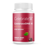 CelebrateONE emballage cerise sur bouteille, complément quotidien pratique après chirurgie bariatrique.