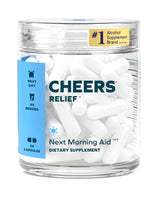 Cheers Relief : bouteille-gelules, soutien après alcool pour le lendemain.