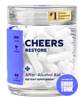 Cheers Restore, bouteille 12 doses, soutien potentiel après consommation.