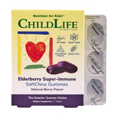 Gommes CHILDLIFE ESSENTIALS au sureau pour enfants, texture moelleuse et routine quotidienne.