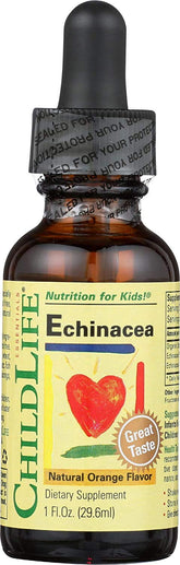 CHILDLIFE ESSENTIALS Echinacea — Bouteille en verre, soutien potentiel au système immunitaire des enfants.