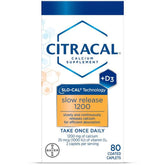 Citracal Slow Release bouteille visible caplets indiquant absorption progressive pour le soutien des os