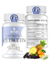Clarusph Quercétine avec Bromélaïne, bouteille de gélules liposomales pour une routine quotidienne.