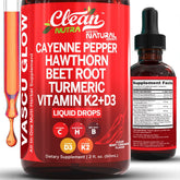 Gouttes Cayenne Clean Nutra sur flacon, soutien quotidien du bien-être.