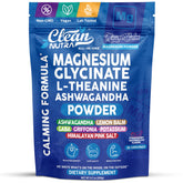 Clean Nutraceuticals magnésium glycinate en poudre dans une bouteille, calme potentiel au quotidien