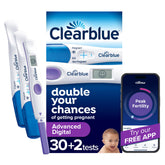 Clearblue Advanced Digital Ovulation Kit, emballage prêt à l’emploi et pratique.