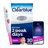 Clearblue test d'ovulation numérique affiche un sourire et indique les jours fertiles.