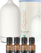 Diffuseur Cliganic en céramique blanche avec LED, ambiance apaisante et silencieuse.