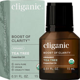 Cliganic huile essentielle arbre-a-the, bouteille ambrée idéale pour diffusion aromatique.