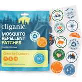 Patchs répulsifs moustiques Cliganic – pack de 90, pratique pour le camping.