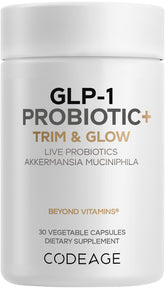 Codeage GLP-1 Probiotic+ Bouteille : probiotiques vivants pour l'usage quotidien.