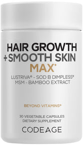 Codeage Hair Growth + Smooth Skin Max, bouteille: cheveux plus épais.