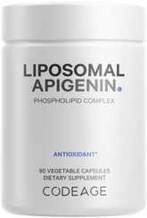 Codeage Liposomal Apigenin: bouteille et gélules pour usage quotidien vegan.