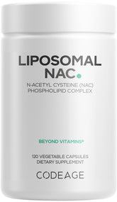 Codeage Liposomal NAC – bouteille montrant la libération liposomale pour une diffusion ciblée.