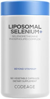 Codeage Sélénium liposomale – bouteille avec capsules liposomales pour un usage quotidien potentiel.