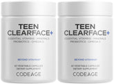 Codeage Teen Clearface – bouteille et étiquette montrant une formule adaptée aux adolescents et à la routine peau.