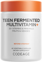 Codeage Teen Multivitamin – boîte et étiquette, source complète de nutriments pour adolescents.