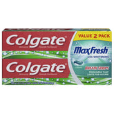 Colgate Max Fresh tube dentifrice menthe claire, fraîcheur durable après brossage.