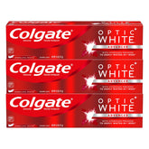 Colgate Optic White dentifrice menthe scintillante en tube, utilisation quotidienne.