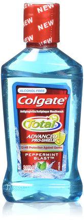 Colgate Total Advanced Pro-Sheild bain de bouche menthe-poivrée éclatante, bouteille, fraîcheur longue