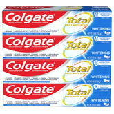 Colgate Total blanchissant menthe, 4 tubes, usage quotidien pour sourire plus clair.