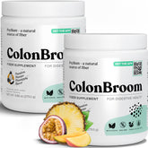ColonBroom boîte-poudre psyllium-stevia, pratique pour intégrer la fibre dans votre routine.