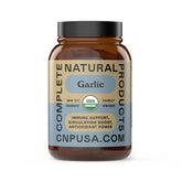 Gélules d'ail bio Complete Natural Products dans la bouteille, utilisation quotidienne pratique.