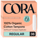 Tampons Cora bio 36 normaux dans un emballage pratique.
