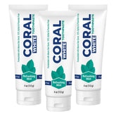 Coral White dentifrice menthe, lot de 3 tubes, pratique pour la famille.