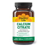 Country Life Calcium Citrate avec Vitamine D en bouteille, absorption élevée pour le quotidien