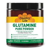 Country Life Glutamine Pure Powder – dose de 5000 mg soutenant récupération musculaire potentielle