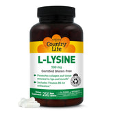 Flacon Country Life L-Lysine 500 mg et ses capsules faciles à prendre