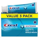 Crest Pro-Health blanchiment dentifrice, emballage triple avec trois tubes.