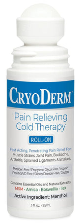 Cryoderm bouteille-roll-on froid pratique et rafraîchissante pour zones ciblées.
