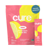 Cure Hydration poudre électrolytes enfant citron rose, goût agréable et pratique.