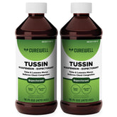 CUREWELL Tussin guaifenesine: bouteille montrant le liquide pour assouplir le mucus.