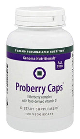 Proberry Caps de D'Adamo, bouteille-devant: soutien potentiel à l'immunité et énergie quotidienne.