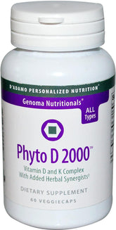 Gélules végétariennes Phyto D 2000 de D'Adamo pour soutien potentiel des os et du système immunitaire