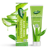Dabur Aloe Vera dentifrice pour gencives saines et sourire naturel.