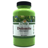 Daily Manufacturing Dolomite : bouteille verte et étiquette affichant calcium et magnésium