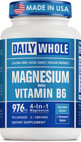 DailyWhole Magnésium Glycinate 4-en-1 – capsules pour absorption optimale et sommeil de qualité.