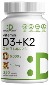 DEAL SUPPLEMENT - Bouteille de gélules molles D3-K2, prise quotidienne pratique