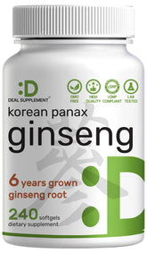 Deal Supplement Ginseng softgel-bouteille, énergie potentielle et concentration au quotidien.