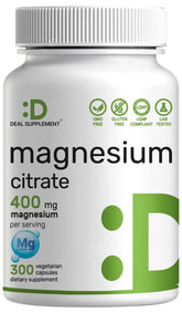 DEAL SUPPLEMENT Magnésium Citrate, bouteille, facilité d'utilisation quotidienne et bien-être.